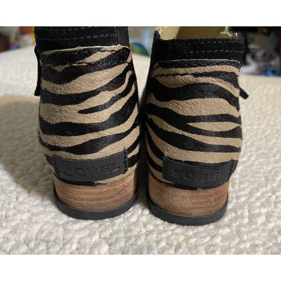 Sorel‎ Women's Boots Ankle Women’s Size 6.5 Zebra Print Taupe Suede Bootie - Picture 5 of 8